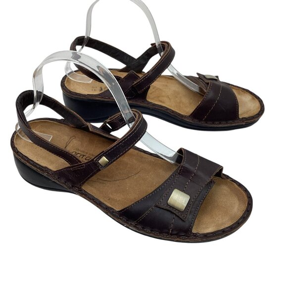 Naot Papaya Wedge Slingback Womens 10 Leather Sandals Brown - Picture 7 of 11